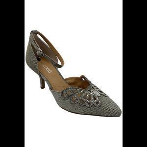 J. Renee Women's Isabetta Butterfly Pumps Pewter Glitter/Rhinestones - Wide